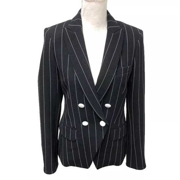 $698 Veronica Beard Blazer Apollo Double Breasted Striped Dickey Jacket sz 6 - Picture 2 of 16
